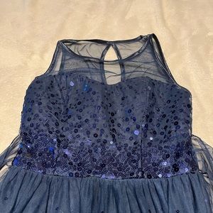 Blue sequined party dress